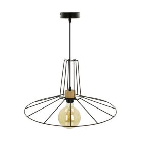 Drewniana Lampa Wisząca SPOT Light  1xE27 Max.60W Dąb Olejowany FSC z Czarnym Kloszem Polski Producent, 1 szt.
