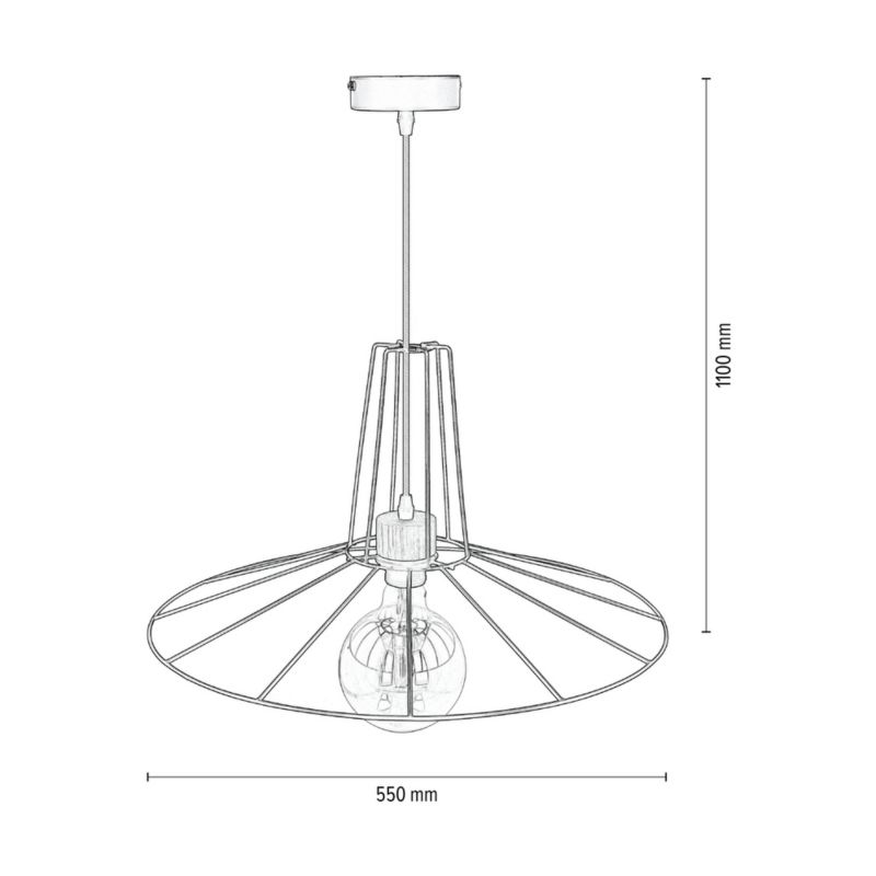 Drewniana Lampa Wisząca SPOT Light  1xE27 Max.60W Dąb Olejowany FSC z Czarnym Kloszem Polski Producent, 1 szt.