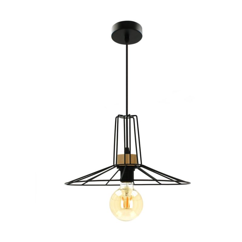 Drewniana Lampa Wisząca SPOT Light  1xE27 Max.60W Dąb Olejowany FSC z Dodatkiem Czerni Polski Producent 1 szt.