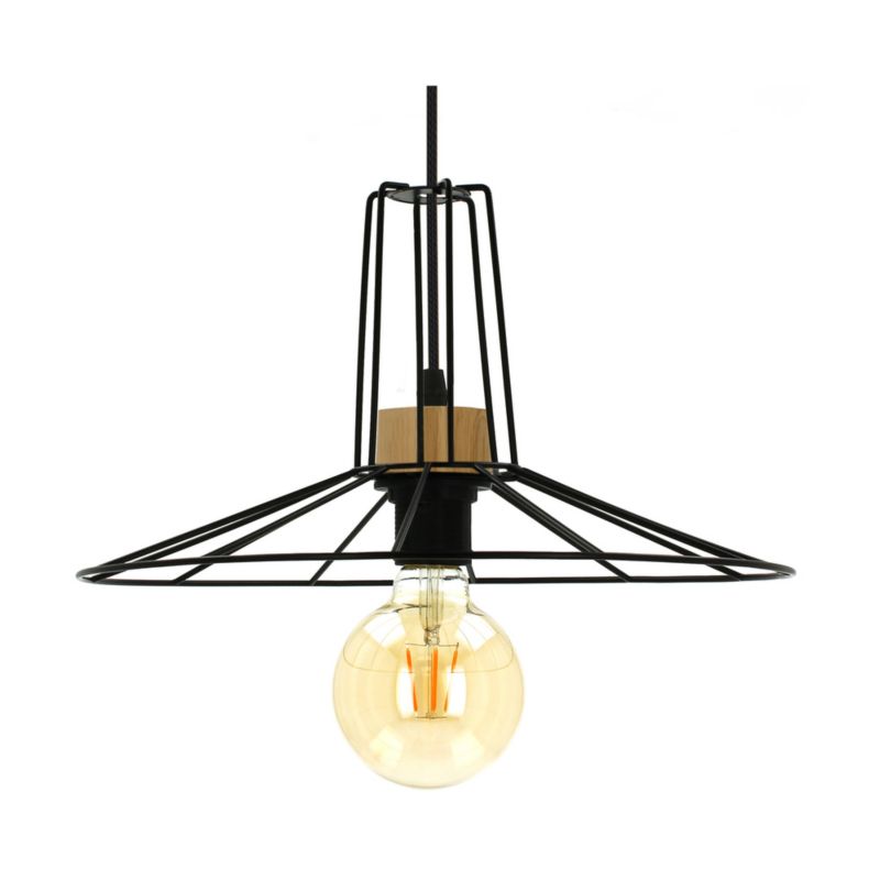 Drewniana Lampa Wisząca SPOT Light  1xE27 Max.60W Dąb Olejowany FSC z Dodatkiem Czerni Polski Producent 1 szt.