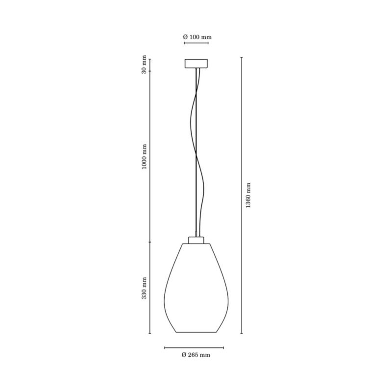 Drewniana Lampa Wisząca SPOT Light  1xE27 Max.60W Dąb Olejowany FSC z Dymionym Szklanym Kloszem, Polski Producent, 1szt.