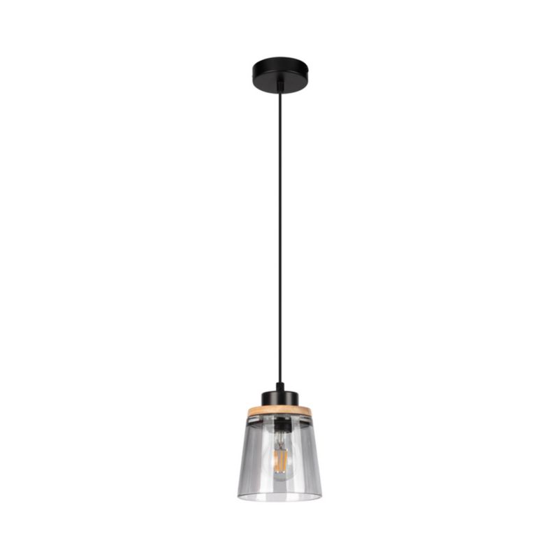 Drewniana Lampa Wisząca SPOT Light  1xE27 Max.60W Dąb Olejowany FSC z Szkłem Dymionym, Polski Producent 1 szt.