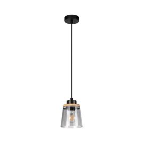 Drewniana Lampa Wisząca SPOT Light  1xE27 Max.60W Dąb Olejowany FSC z Szkłem Dymionym, Polski Producent 1 szt.