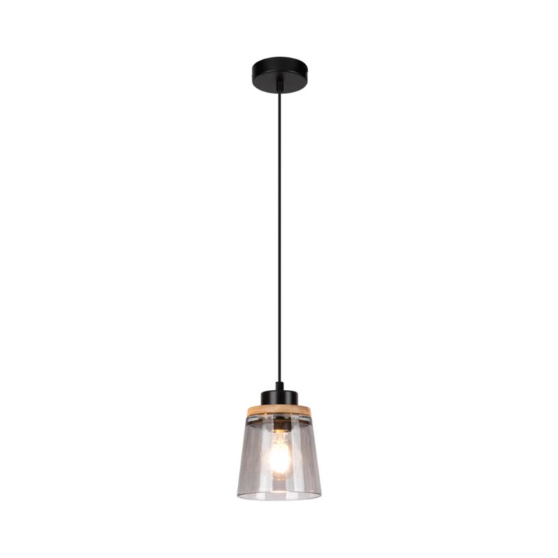Drewniana Lampa Wisząca SPOT Light  1xE27 Max.60W Dąb Olejowany FSC z Szkłem Dymionym, Polski Producent 1 szt.