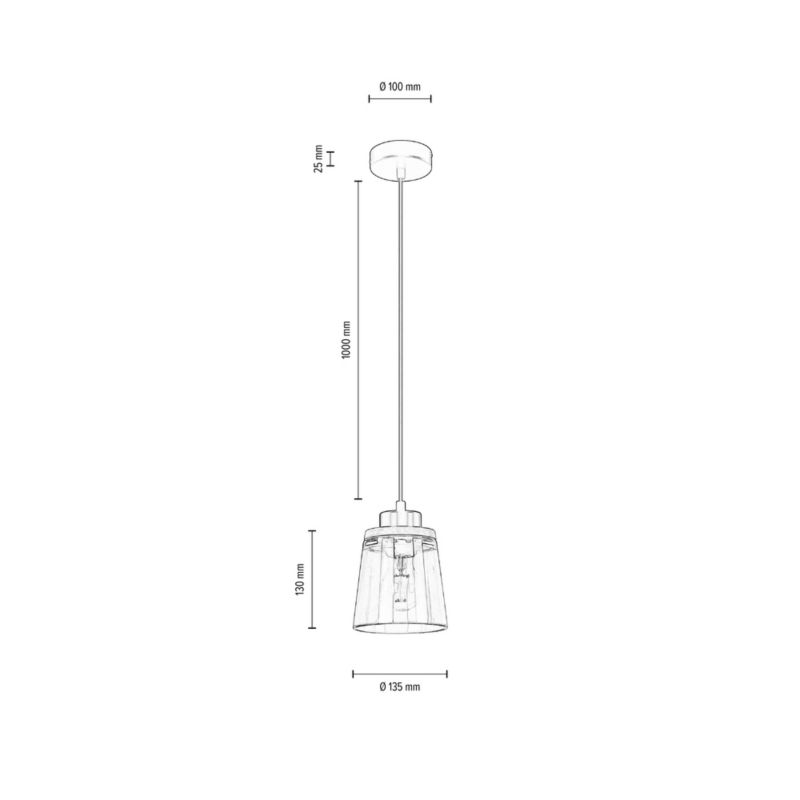 Drewniana Lampa Wisząca SPOT Light  1xE27 Max.60W Dąb Olejowany FSC z Szkłem Dymionym, Polski Producent 1 szt.