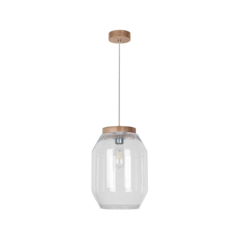 Drewniana Lampa Wisząca SPOT Light 1xE27 Max.60W Dąb Olejowany FSC z Transparentnym Kloszem, Polski Producent, 1 szt.