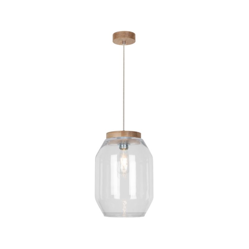 Drewniana Lampa Wisząca SPOT Light 1xE27 Max.60W Dąb Olejowany FSC z Transparentnym Kloszem, Polski Producent, 1 szt.