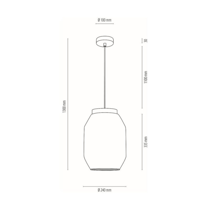 Drewniana Lampa Wisząca SPOT Light 1xE27 Max.60W Dąb Olejowany FSC z Transparentnym Kloszem, Polski Producent, 1 szt.