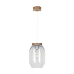 Drewniana Lampa Wisząca SPOT Light 1xE27 Max.60W Dąb Olejowany FSC z Transparentnym Szkłem, Polski Producent, 1 szt.