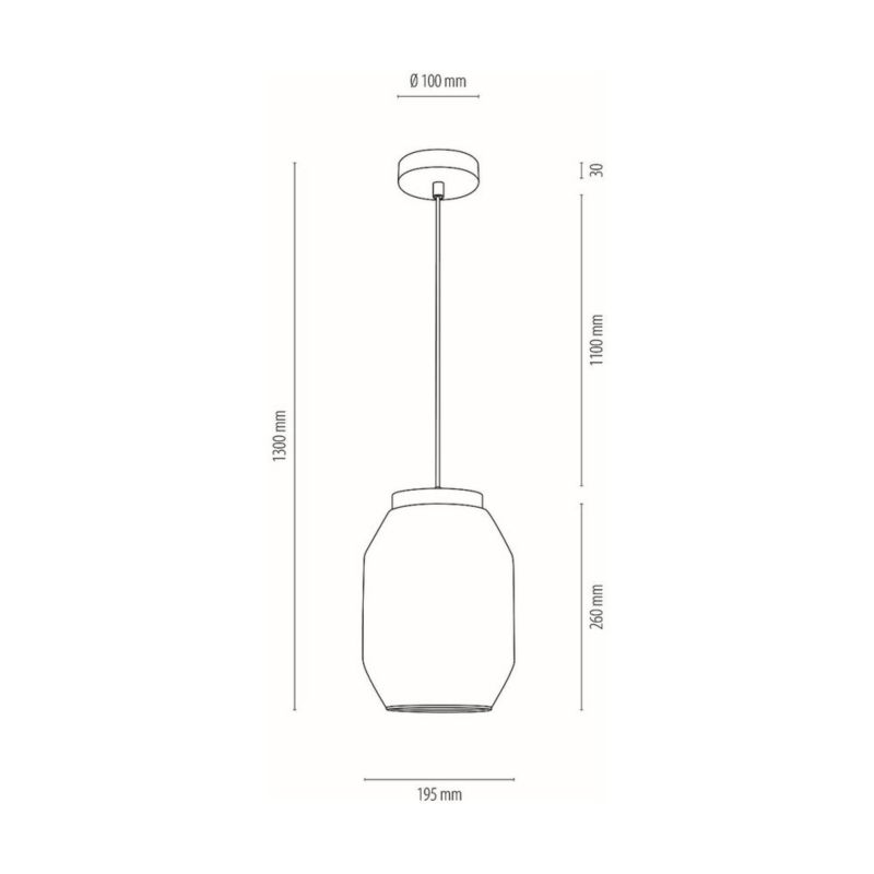 Drewniana Lampa Wisząca SPOT Light 1xE27 Max.60W Dąb Olejowany FSC z Transparentnym Szkłem, Polski Producent, 1 szt.