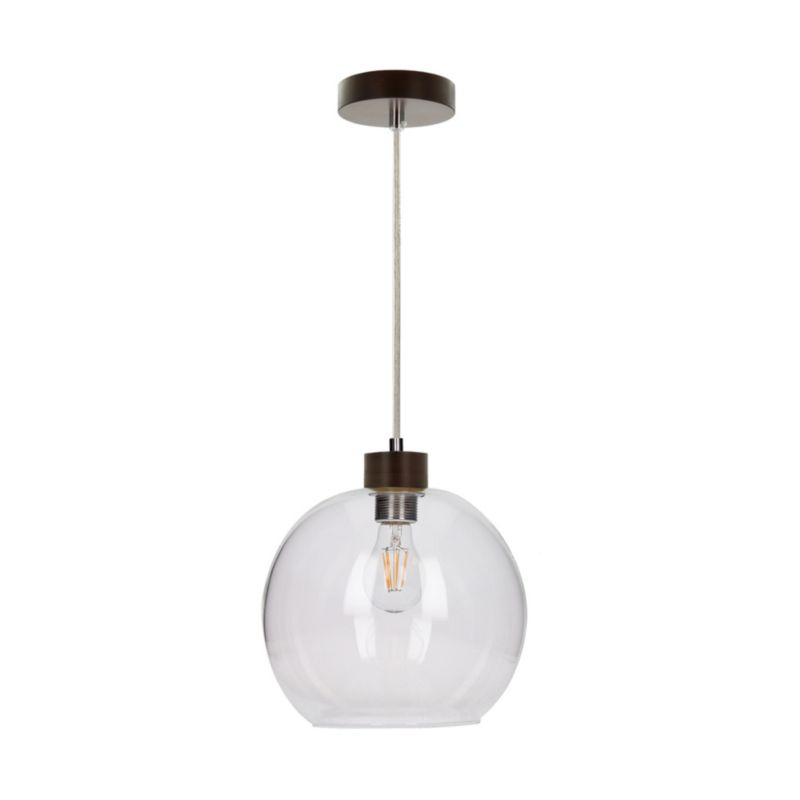 Drewniana Lampa Wisząca SPOT Light  1xE27 Max.60W Drewno Bukowe Orzechowe FSC z Transparentnym Szkłem, 1szt.