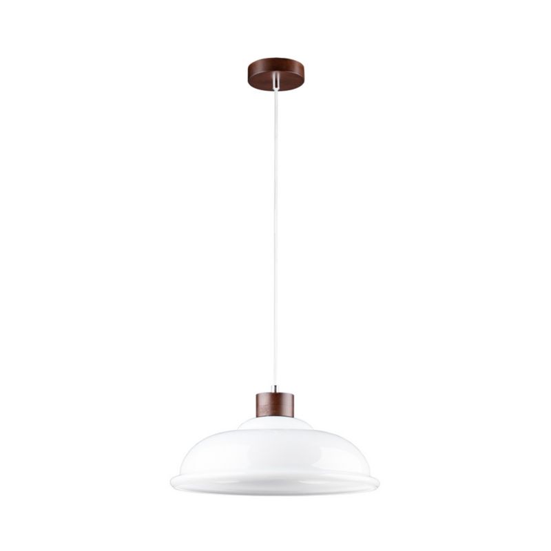 Drewniana Lampa Wisząca SPOT Light  1xE27 Max.60W Drewno Bukowe Orzechowe i Białe Szkło, Polski Producent, 1 szt.