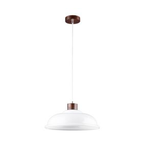 Drewniana Lampa Wisząca SPOT Light  1xE27 Max.60W Drewno Bukowe Orzechowe i Białe Szkło, Polski Producent, 1 szt.