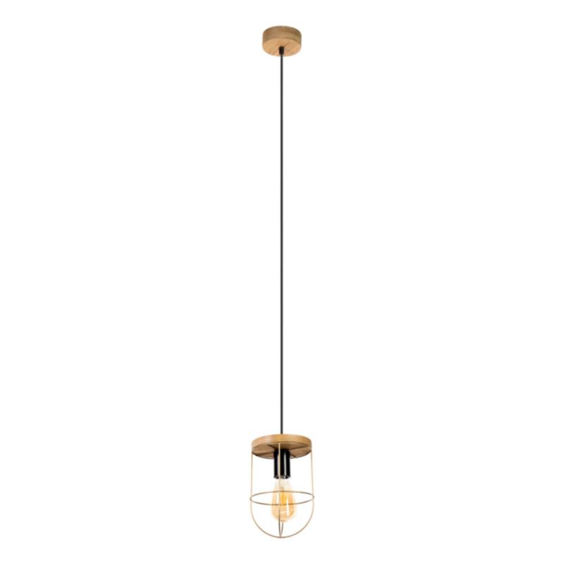 Drewniana Lampa Wisząca SPOT Light 1xE27 Max.60W Drewno Sosnowe Brązowe FSC z Złotymi Akcentami, Polski Producent 1 szt.
