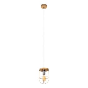 Drewniana Lampa Wisząca SPOT Light 1xE27 Max.60W Drewno Sosnowe Brązowe FSC z Złotymi Akcentami, Polski Producent 1 szt.