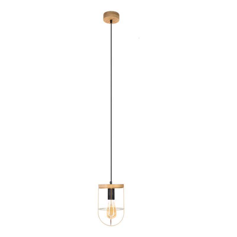 Drewniana Lampa Wisząca SPOT Light 1xE27 Max.60W Drewno Sosnowe Brązowe FSC z Złotymi Akcentami, Polski Producent 1 szt.