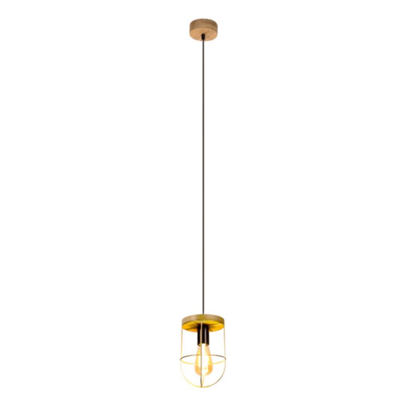Drewniana Lampa Wisząca SPOT Light 1xE27 Max.60W Drewno Sosnowe Brązowe FSC z Złotymi Akcentami, Polski Producent 1 szt.
