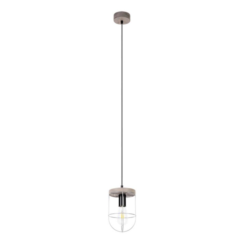 Drewniana Lampa Wisząca SPOT Light 1xE27 Max.60W Drewno Sosnowe Szare FSC z Akcentami Srebra, Polski Producent, 1 szt.