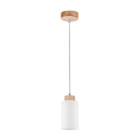 Drewniana Lampa Wisząca SPOT Light  1xE27 Max.60W Naturalna Brzoza FSC z Białym Szkłem, Polski Producent, 1 szt.