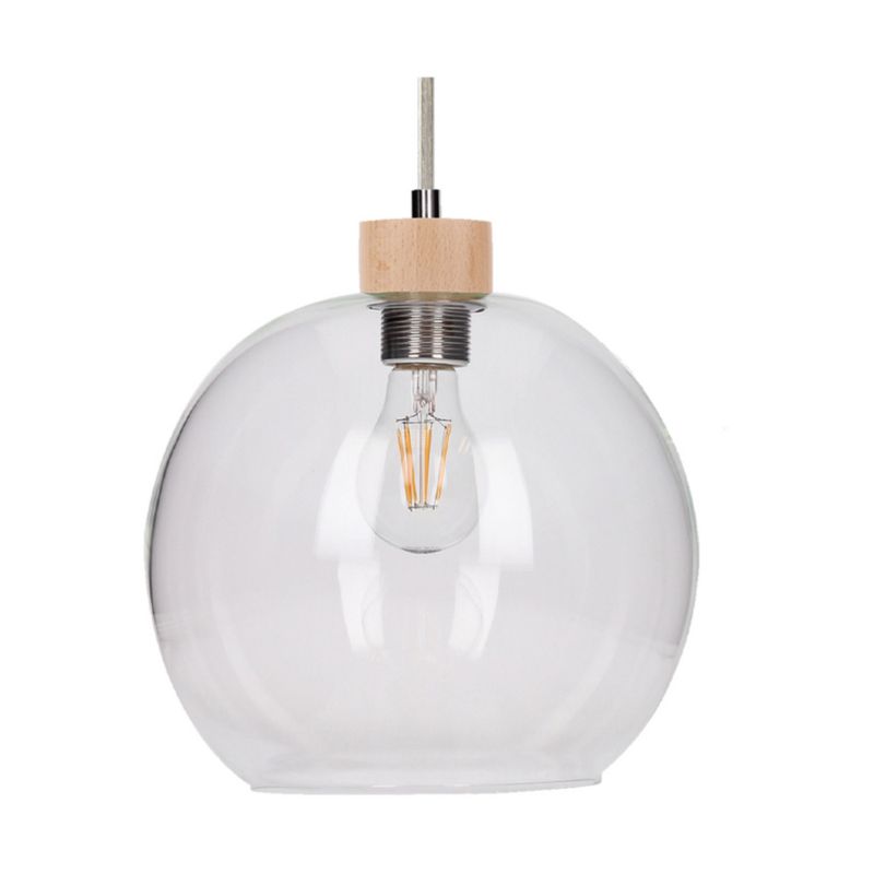 Drewniana Lampa Wisząca SPOT Light  1xE27 Max.60W Naturalna Brzoza FSC z Transparentnym Szkłem, 1szt.