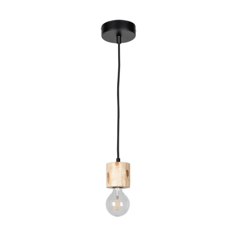Drewniana Lampa Wisząca SPOT Light  1xE27 Max.60W Naturalna Sosna FSC z Dodatkiem Czerni, Polski Producent, 1 szt.