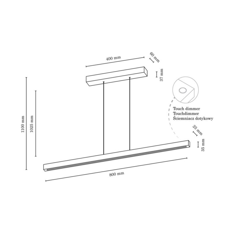 Drewniana Lampa Wisząca SPOT Light  1xLED 12W Drewno Bukowe Orzechowe FSC, Ściemniacz Dotykowy, 1 szt.