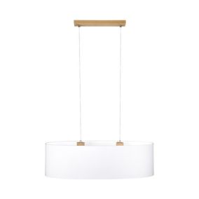Drewniana Lampa Wisząca SPOT Light 2xE27 Max.40W Dąb Olejowany FSC w Połączeniu z Białym Abażurem, 1 szt.
