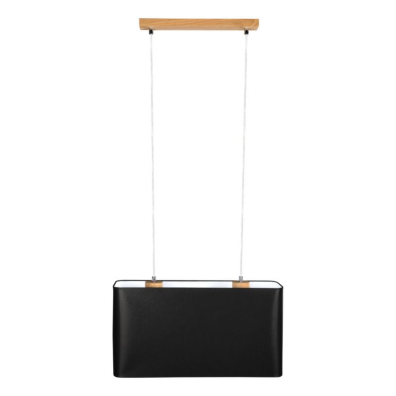 Drewniana Lampa Wisząca SPOT Light 2xE27 Max.40W Dąb Olejowany FSC z Czarnym Abażurem, Polski Producent, 1 szt.
