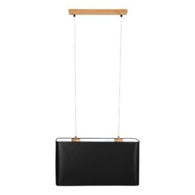 Drewniana Lampa Wisząca SPOT Light 2xE27 Max.40W Dąb Olejowany FSC z Czarnym Abażurem, Polski Producent, 1 szt.