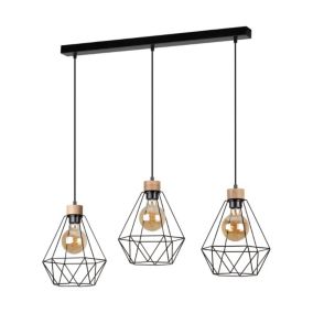Drewniana Lampa Wisząca SPOT Light  3xE27 60W Dąb Olejowany FSC z Dodatkiem Czerni, Polski Producent, 1szt.