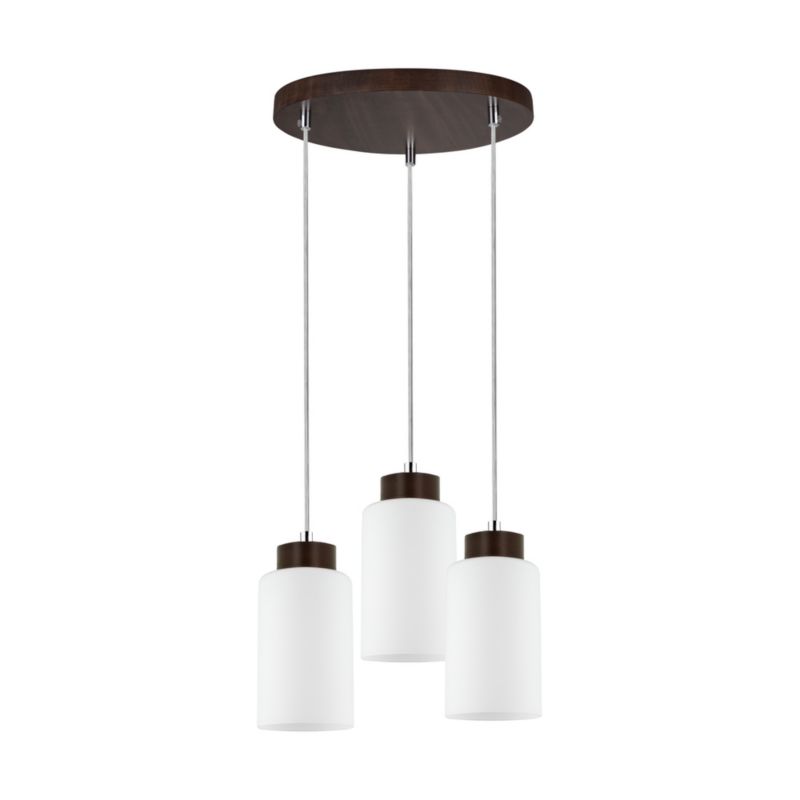 Drewniana Lampa Wisząca SPOT Light  3xE27 60W Drewno Bukowe Orzechowe FSC z Białym Szkłem, Polski Producent, 1 szt.