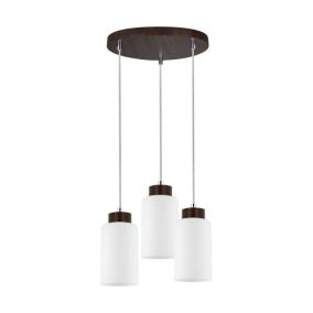 Drewniana Lampa Wisząca SPOT Light  3xE27 60W Drewno Bukowe Orzechowe FSC z Białym Szkłem, Polski Producent, 1 szt.