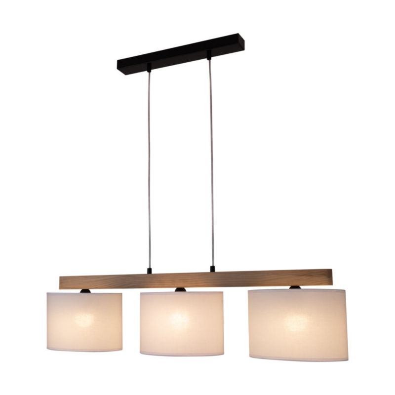 Drewniana Lampa Wisząca SPOT Light  3xE27 Max.40W Dąb Olejowany FSC z Białą Tkaniną, Polski Producent, 1 szt.