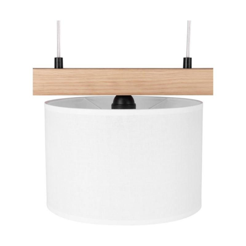 Drewniana Lampa Wisząca SPOT Light  3xE27 Max.40W Dąb Olejowany FSC z Białą Tkaniną, Polski Producent, 1 szt.