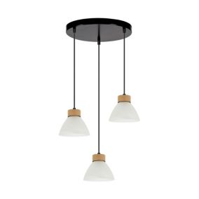 Drewniana Lampa Wisząca SPOT Light  3xE27 Max.40W Dąb Olejowany FSC z Białym Szkłem i Akcentem Czerni, 1 szt.
