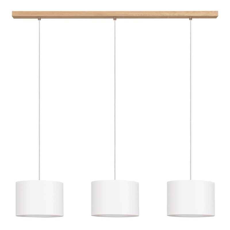 Drewniana Lampa Wisząca SPOT Light 3xE27 Max.40W Dąb Olejowany FSC z Białymi Abażurami, Polski Producent, 1 szt.