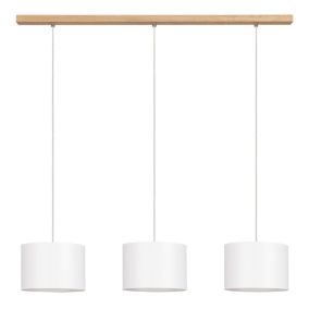 Drewniana Lampa Wisząca SPOT Light 3xE27 Max.40W Dąb Olejowany FSC z Białymi Abażurami, Polski Producent, 1 szt.