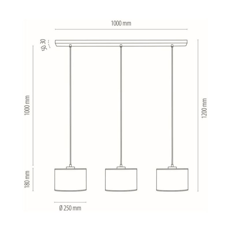 Drewniana Lampa Wisząca SPOT Light 3xE27 Max.40W Dąb Olejowany FSC z Białymi Abażurami, Polski Producent, 1 szt.