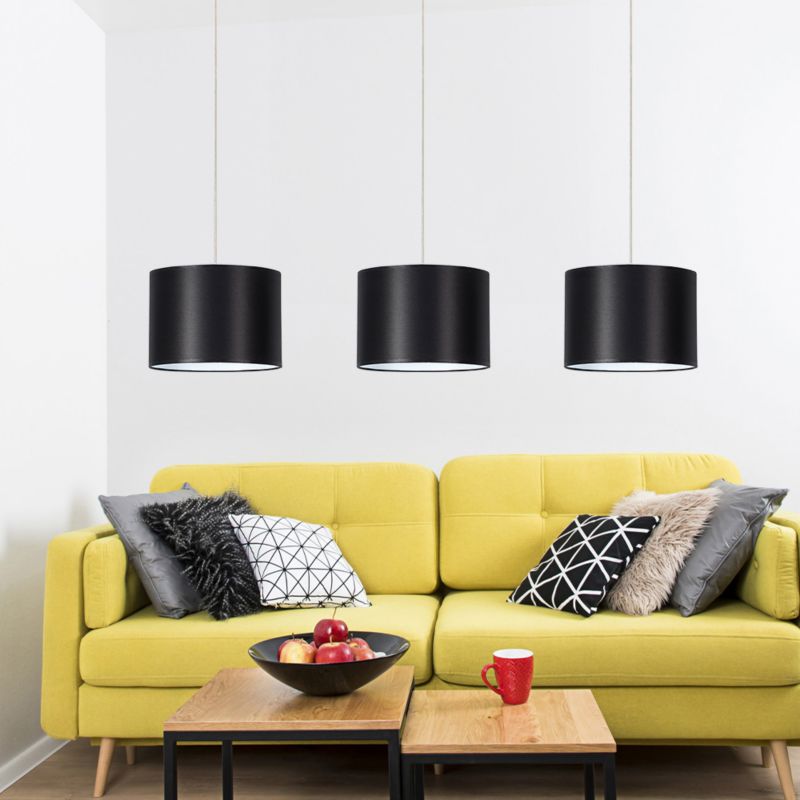 Drewniana Lampa Wisząca SPOT Light 3xE27 Max.40W Dąb Olejowany FSC z Czarnymi Abażurami, Polski Producent, 1 szt.