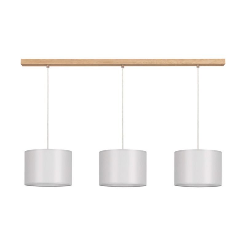 Drewniana Lampa Wisząca SPOT Light 3xE27 Max.40W Dąb Olejowany FSC z Szarymi Abażurami, Polski Producent, 1 szt.