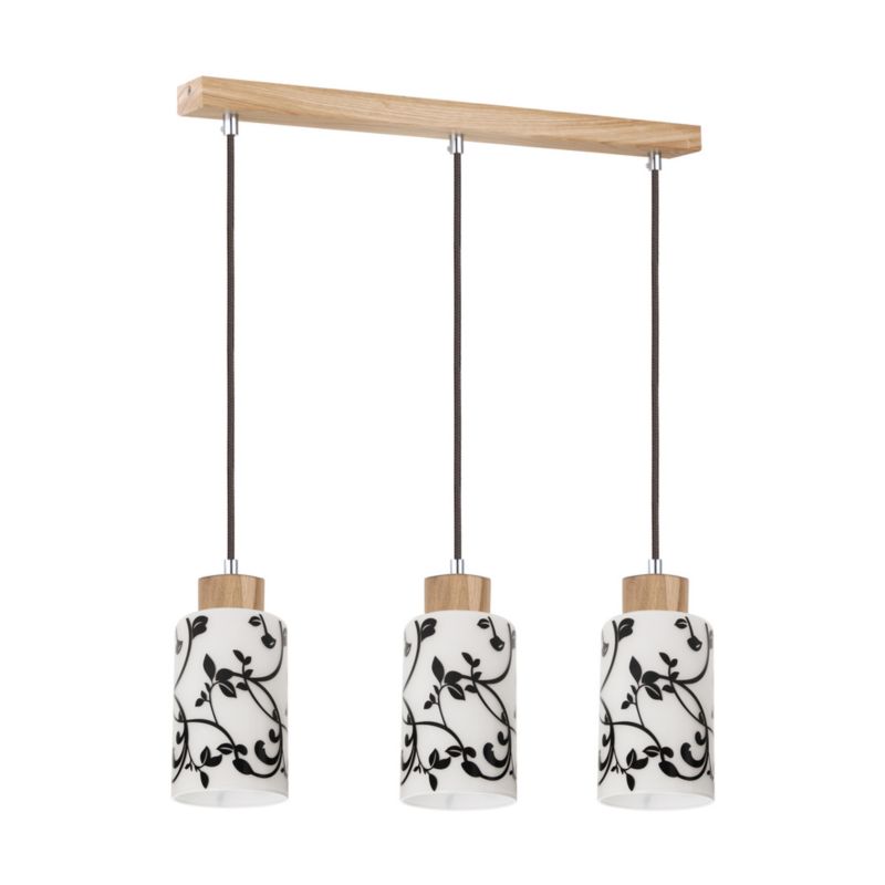 Drewniana Lampa Wisząca SPOT Light 3xE27 Max.60W Dąb Olejowany FSC z Czarno Białym Kloszem Polski Producent 1 szt.