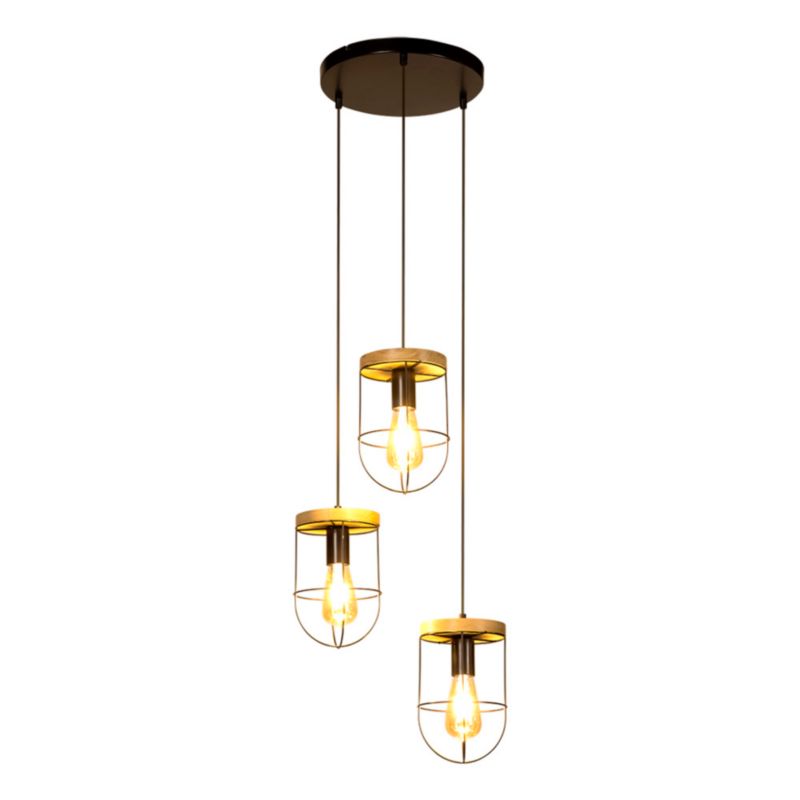 Drewniana Lampa Wisząca SPOT Light 3xE27 Max.60W Dąb Olejowany FSC z Czarnymi Akcentami, Polski Producent, 1 szt.