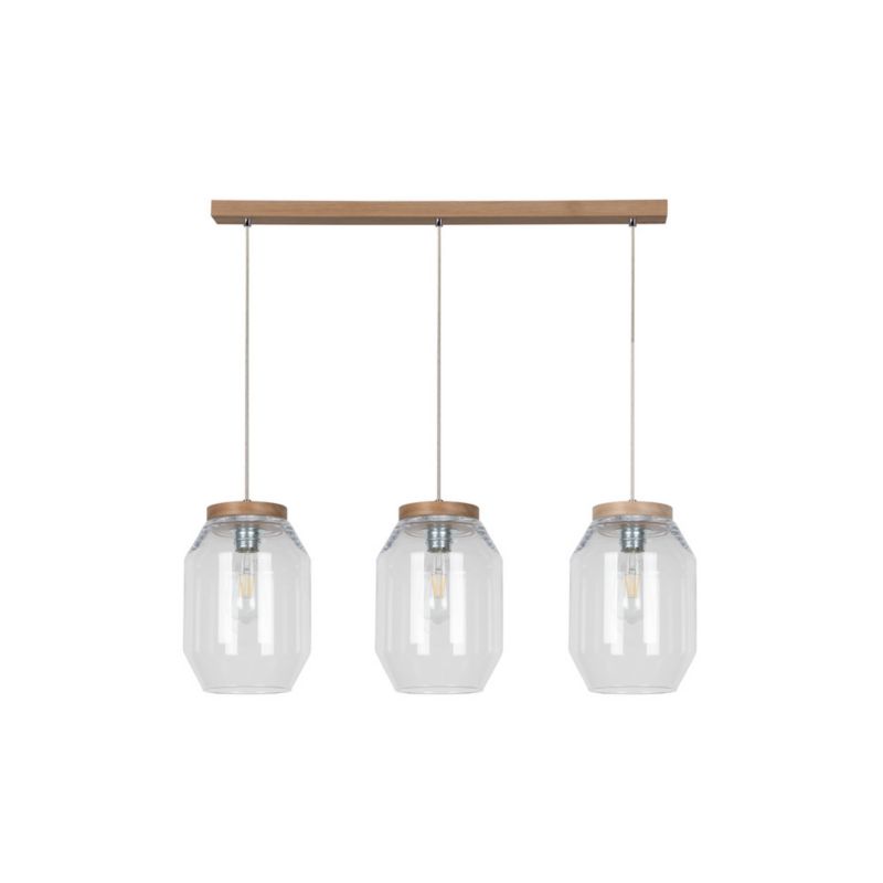 Drewniana Lampa Wisząca SPOT Light 3xE27 Max.60W Dąb Olejowany FSC z Transparentnym Szkłem, Polski Producent, 1 szt.