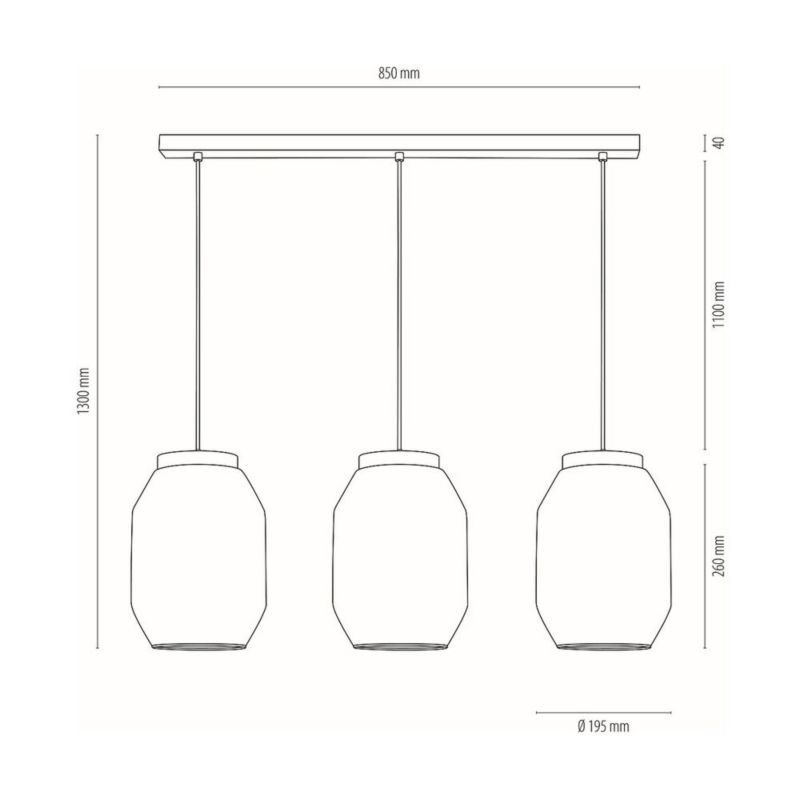 Drewniana Lampa Wisząca SPOT Light 3xE27 Max.60W Dąb Olejowany FSC z Transparentnym Szkłem, Polski Producent, 1 szt.