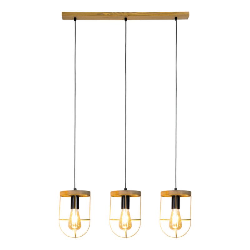 Drewniana Lampa Wisząca SPOT Light 3xE27 Max.60W Drewno Sosnowe Brązowe FSC z Złotym Akcentem, Polski Producent, 1 szt.