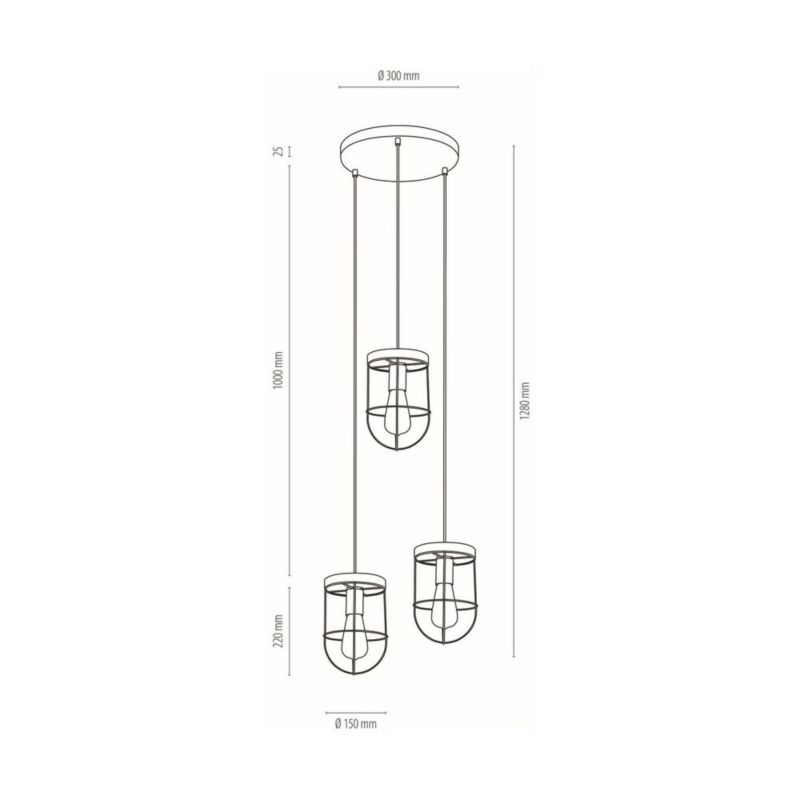 Drewniana Lampa Wisząca SPOT Light 3xE27 Max.60W Drewno Sosnowe FSC z Metalowymi Złotymi Kloszami, Polski Producent, 1 szt.