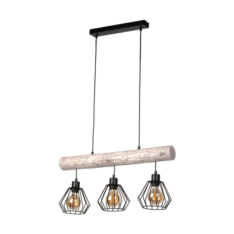 Drewniana Lampa Wisząca SPOT Light  3xE27 Max.60W Drewno Sosnowe Szare FSC z Akcentem Czerni, 1 szt.