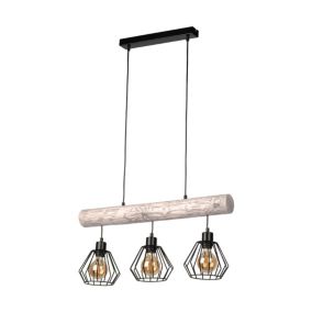 Drewniana Lampa Wisząca SPOT Light  3xE27 Max.60W Drewno Sosnowe Szare FSC z Akcentem Czerni, 1 szt.