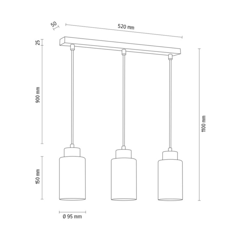 Drewniana Lampa Wisząca SPOT Light  3xE27 Max.60W Naturalna Brzoza FSC z Białym Kloszem w Kwiaty, 1 szt.