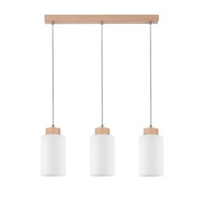 Drewniana Lampa Wisząca SPOT Light  3xE27 Max.60W Naturalna Brzoza FSC z Białym Szkłem, Polski Producent, 1 szt.